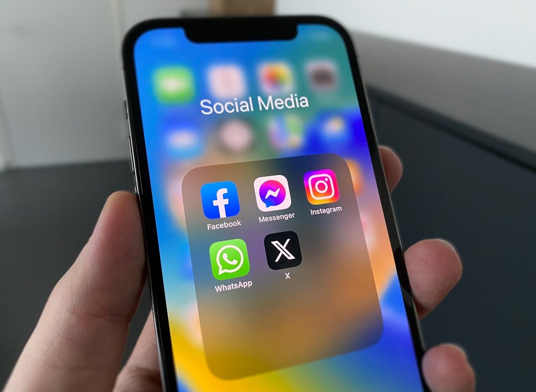 Smartphone showing social media app icons
