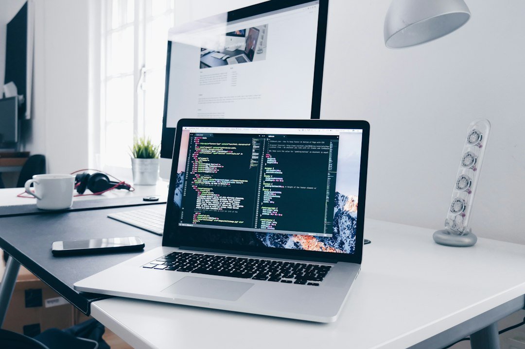 Code on a laptop screen during website development